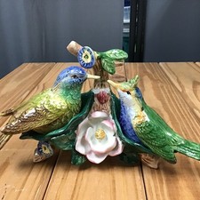 Portmeirion Botanical Hummingbird Salt & Pepper Shakers on Tray NIB