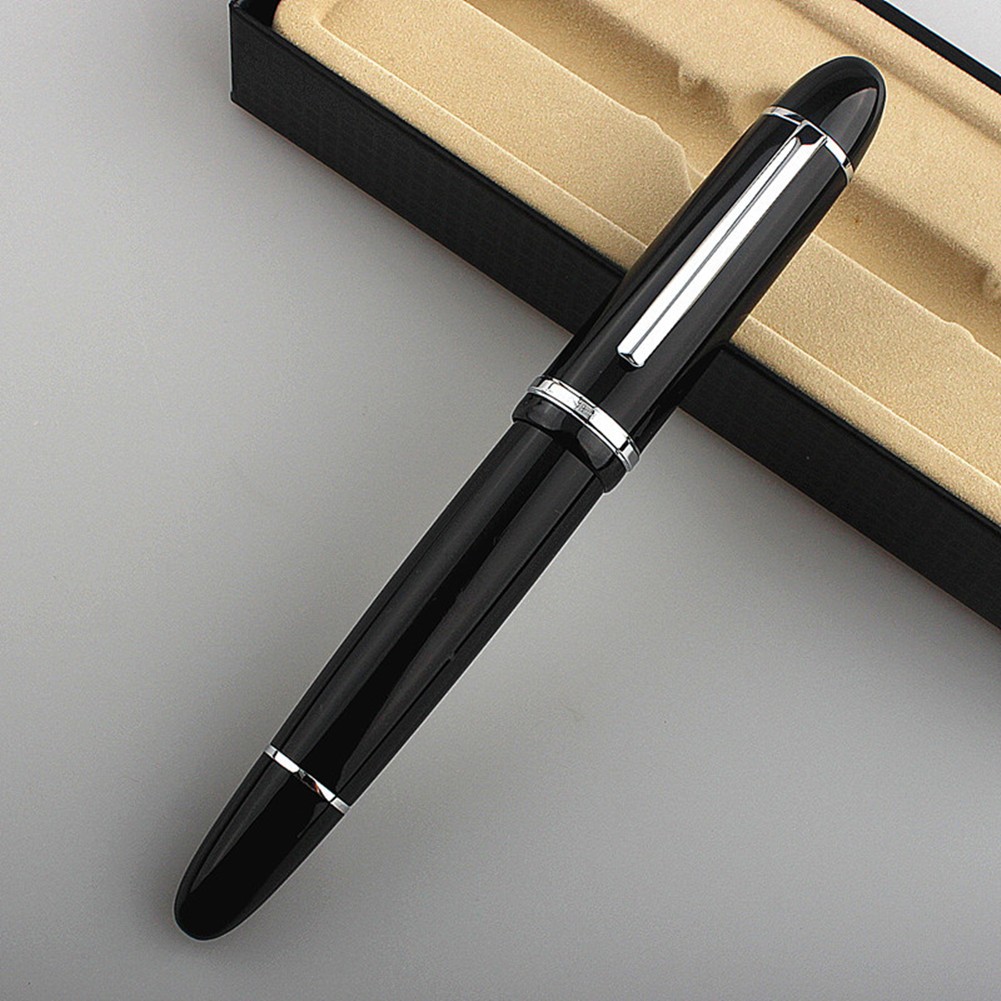 Jinhao X159 Fountain Pen Gift Black With Silver Clip Fine Nib Acrylic Screw Cap