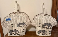 Set Of Two Zebra Themed Wicker Baskets – Stackable