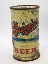 1937 RAINIER BEER INSTRUCTIONAL IRTP FLAT TOP BEER CAN SEATTLE WASHINGTON