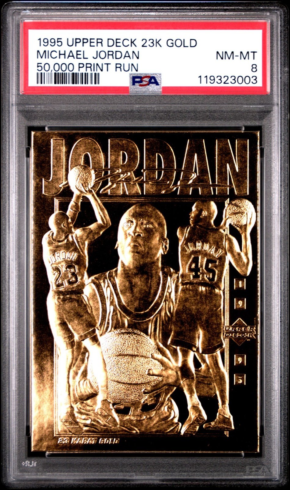 1995 UPPER DECK 23K GOLD MICHAEL JORDAN 50,000 PRINT RUN PSA 8 NM-MT view 7