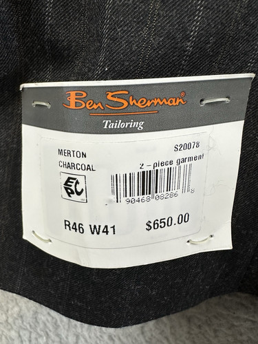 $650 Ben Sherman Merton 2 Piece Suit 46R x W41 One Button Jacket Raw Hem NWT - Bild 8 von 23