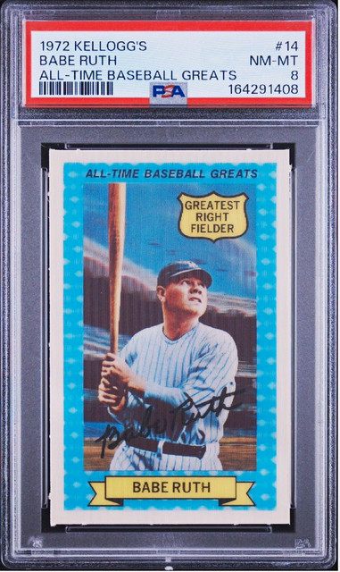 1972 Kellogg’s 3-D All-Time Baseball Greats Babe Ruth #14 Yankees PSA 8