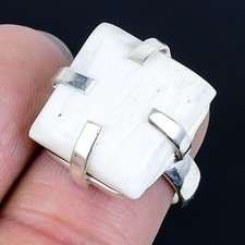Superb Scolecite Gemstone Handmade 925 Sterling Silver Jewelry Ring Size 7