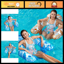 Inflatable Pool Float Chair 2 Pack - XL Lounge Floats with Cup Holder for Adults