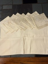 Tablecloth Set Off White 8 Matching Napkins Floral 51x69