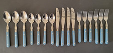17 WASHINGTON FORGE WF Mardi Gras Stainless Light Blue Flatware Lot