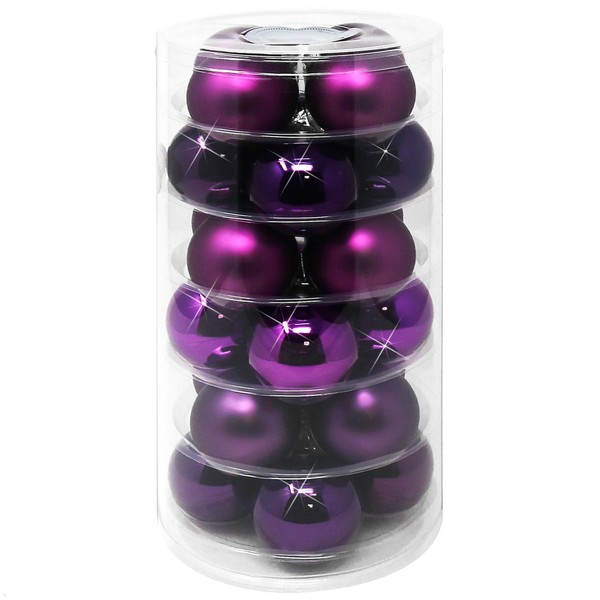 24X Weihnachtskugeln, Christbaumkugeln Aus Echtem Glas FüR Weihnachten, Lila-image