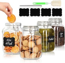 Glass Jars with Airtight Lid 50oz 4Pack, 1500ml Glass Canisters with Airtight