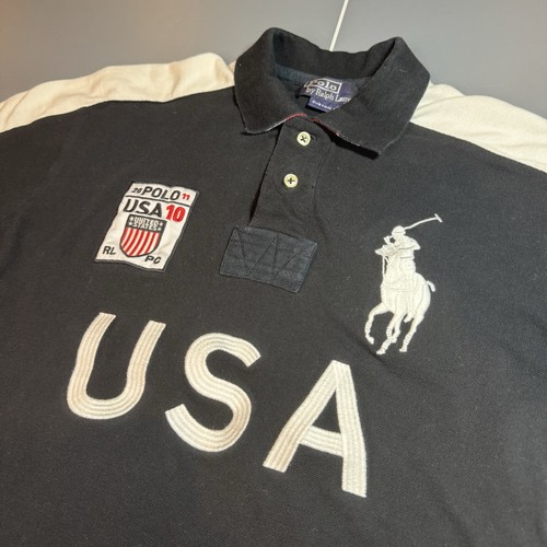 Ralph Lauren Polo Club Shirt XL Black USA Rugby Big Pony 10 - Picture 2 of 14