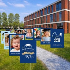 15 Pcs 2026 Graduation Decorations K-12 Graduation Photo Yard Signs 16.5 x 12''