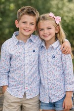 Panhandle Slim Kids XXL Button Up Shirt Red White Blue Abstract Print Western