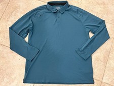 Rhone Long Sleeve Polo Shirt Mens L Teal Green Blue Performance Casual Golf EUC