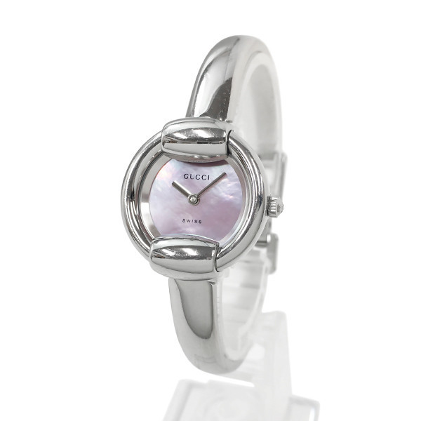 GUCCI 1400L BANGLE WATCH QUARTZ STAINLESS STEEL PINK SHELL GUCCI 1400L BANGLE WATCH QUARTZ STAINLESS STEEL PINK SHELL