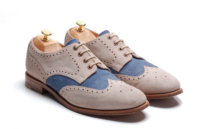 Loake hellgraue Wildleder & jeansblaue Brogues Schuhe: `Jack` UK 11 US 12 EU 45