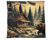 Cabin Lodge Lake House BEAR FALL WINTER CHRISTMAS THROW PILLOW COVER HOME DECOR