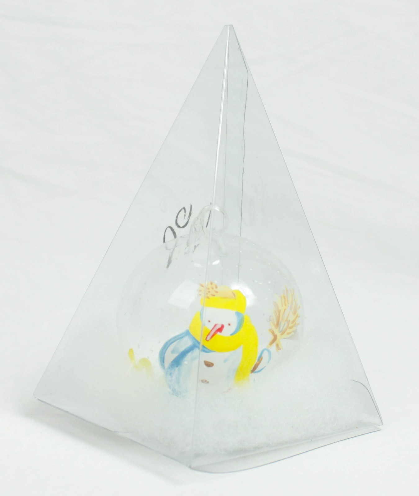 Painted Clear Glass Ball Snowman Christmas Ornament Holiday Decoration