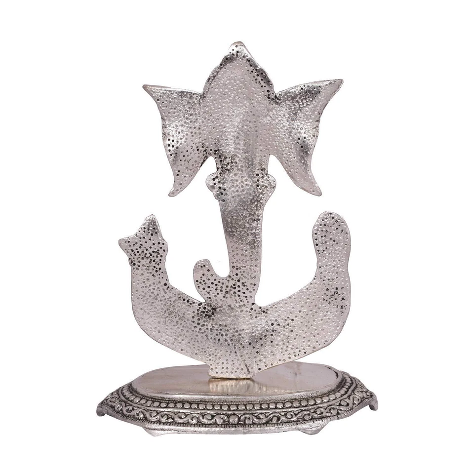 Metallo Antico Placcato Argento Ganesha Decorativo Fiore All'Occhiello Per Casa - Immagine 2 di 3
