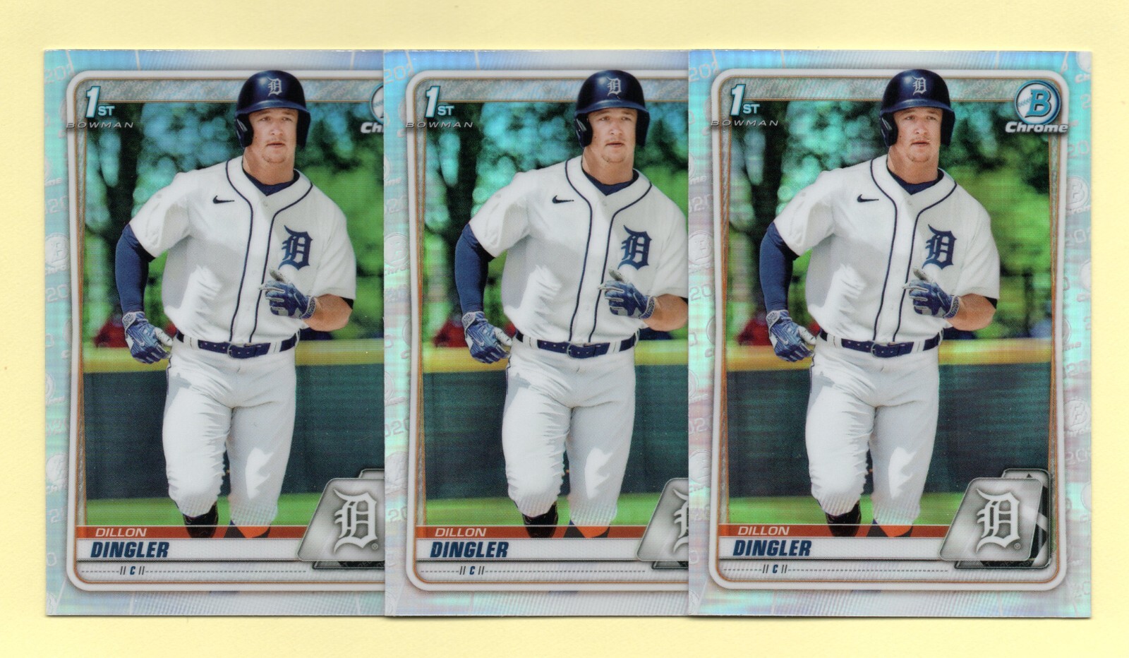 x3 - 2020 Bowman Chrome 1ST REFRACTOR Dillon Dingler RC #BD-144 - DETROIT TIGERS