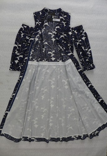 NWT DONNA KARAN Palm Print Cold-Shoulder Midi Dress Size 6 $350 - Picture 17 of 20