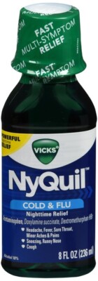 Vicks Nyquil Cold & Flu Nighttime Relief Syrup with Original Flavor   2 X 12OZ