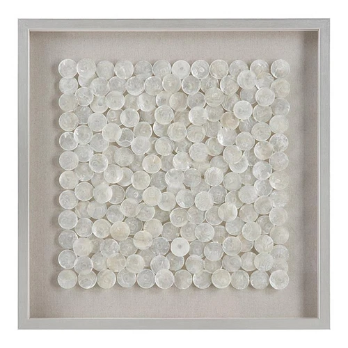 Uttermost Roxas Capiz Shell Wood and glass Shadow Box in Brushed Silver - Picture 1 of 4