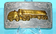 Vintage Big Rig Truck Brass on Nickel Belt Buckle 3 1/4" x 2"