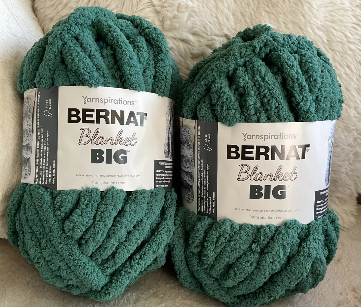 Bernat Blanket Big Yarn Jumbo Skien 7 10.5 OZ Chenille MALACHITE GREEN