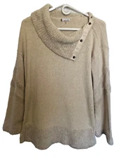 Womans Smartwool Oatmeal Snap Wool Sweater Size M Hiking Winter Ski