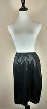 Vintage Van Raalte Satin Half Slip Women Medium Black DuPont Nylon Made in USA