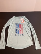 Womens Rash Guard - Reel Life Light Blue Long Sleeve Size Medium NWT Swim