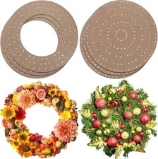 Thyle 6 Pcs Round Wreath Boards with Holes Wooden Summer Flower... 