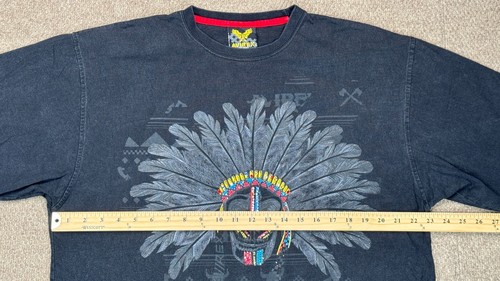 Avirex Vtg Men's Rhinestone Indian Chief Image Short Sleeve T-Shirt Size XL - Picture 8 of 10