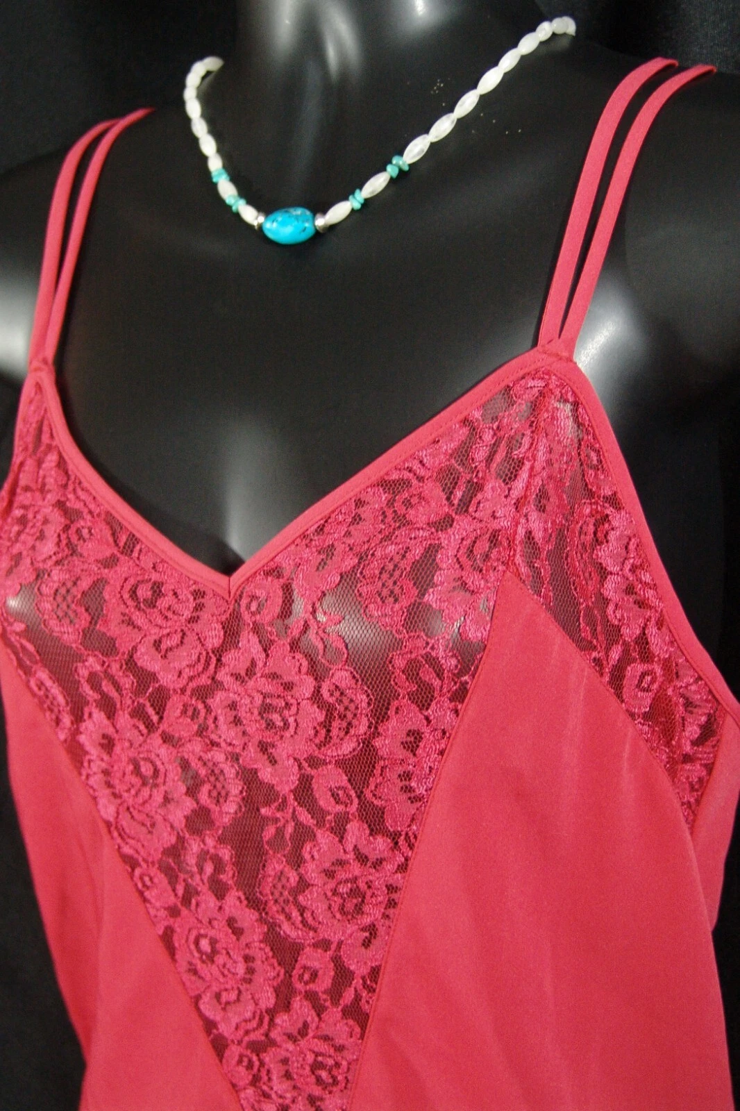 UNDERCOVER Abito Victoria's Secret slip M rosso pizzo floreale etichetta oro medio vintage anni 80