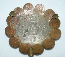 Aztec Mayan Calendar Mexican Centavos Coin Ashtray 1963-71