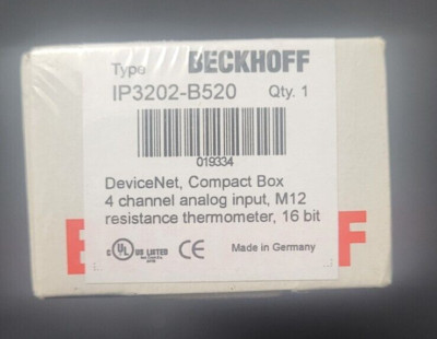 BECKHOFF IP3202-B520 DeviceNet Compact Box 4 Channel Input M12 Thermo NEU OVP