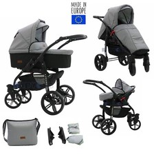 Nuovo Trio Carrozzina RUOTE GIREVOLI Combi Passeggino Ovetto auto 3in1