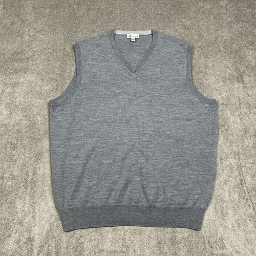 Peter Millar Sweater Vest Mens XL Grey Merino Wool Silk Blend Preppy Golf Casual