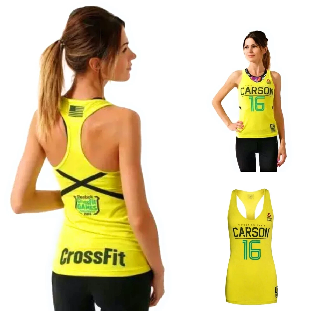 Reebok CrossFit Carson Tank Top for Women Athletic Gym Training Racerback  Yellow