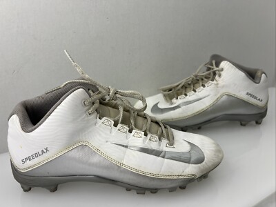Nike SpeedLax  Lacrosse Cleats White Silver - Size Mens 11 Swoosh *READ