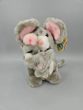Vintage Dakin Pink Earred Mama Mouse Plush Stuffed Animal & her Baby New 1983