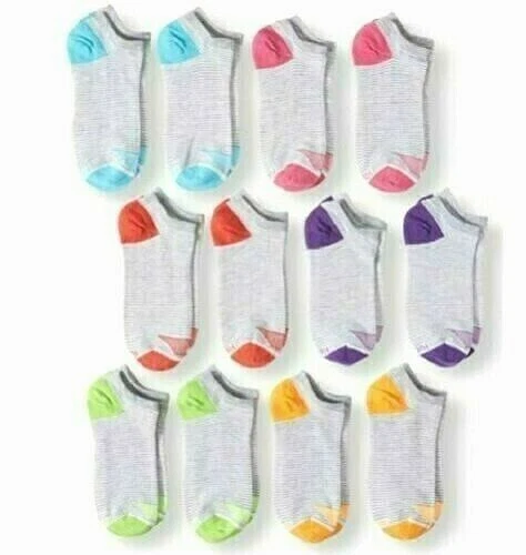 Hanes Mujer No Show X-Temp Multicolor Transpirable Premium 6 Pares Calcetines Talla 5-9 Foto 2 de 4