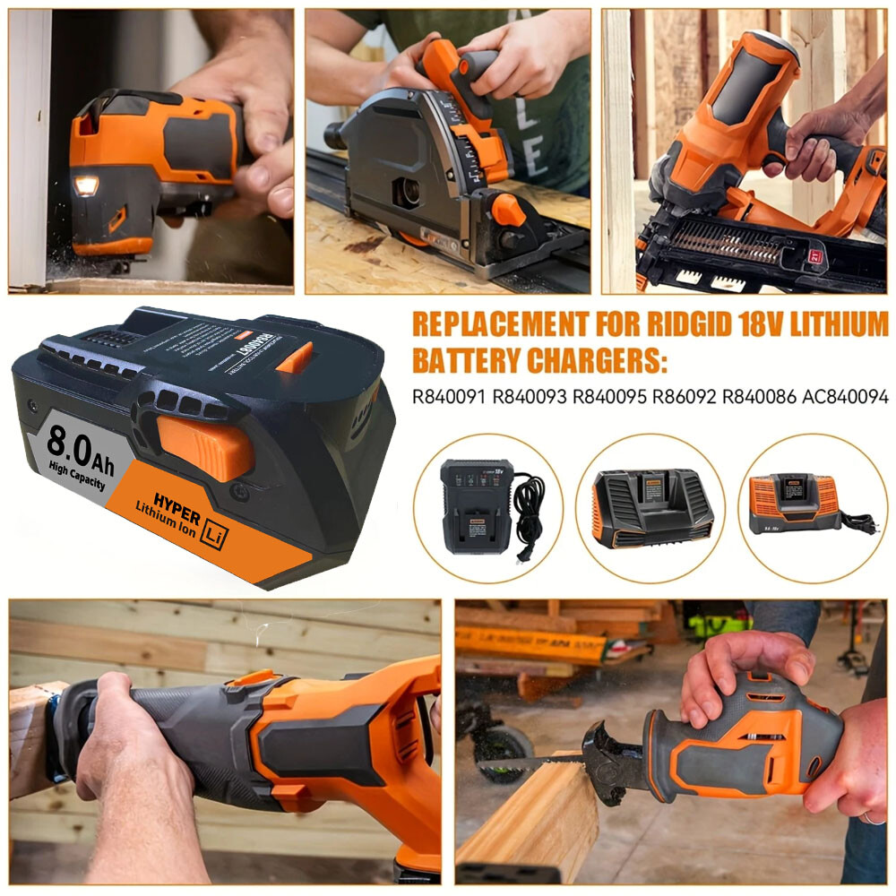Pack Hyper Lithium Battery For Ridgid 18V R840087 R840085