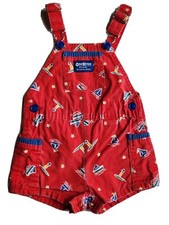 OSHKOSH BGosh 24 Months Vintage Red Sailboats Boats Vestbak Shorts Overalls USA