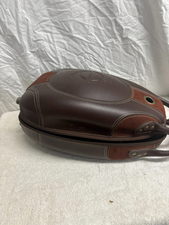 Troxel Brown Leather Horse Riding Helmet Case Tote Equestrian - Image 2 of 4