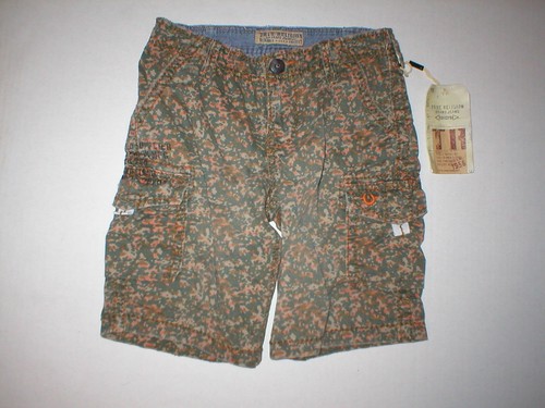 New Boys NWT $98 True Religion Designer Cargo Shorts Camoflauge 10 Girls Green - Picture 3 of 6