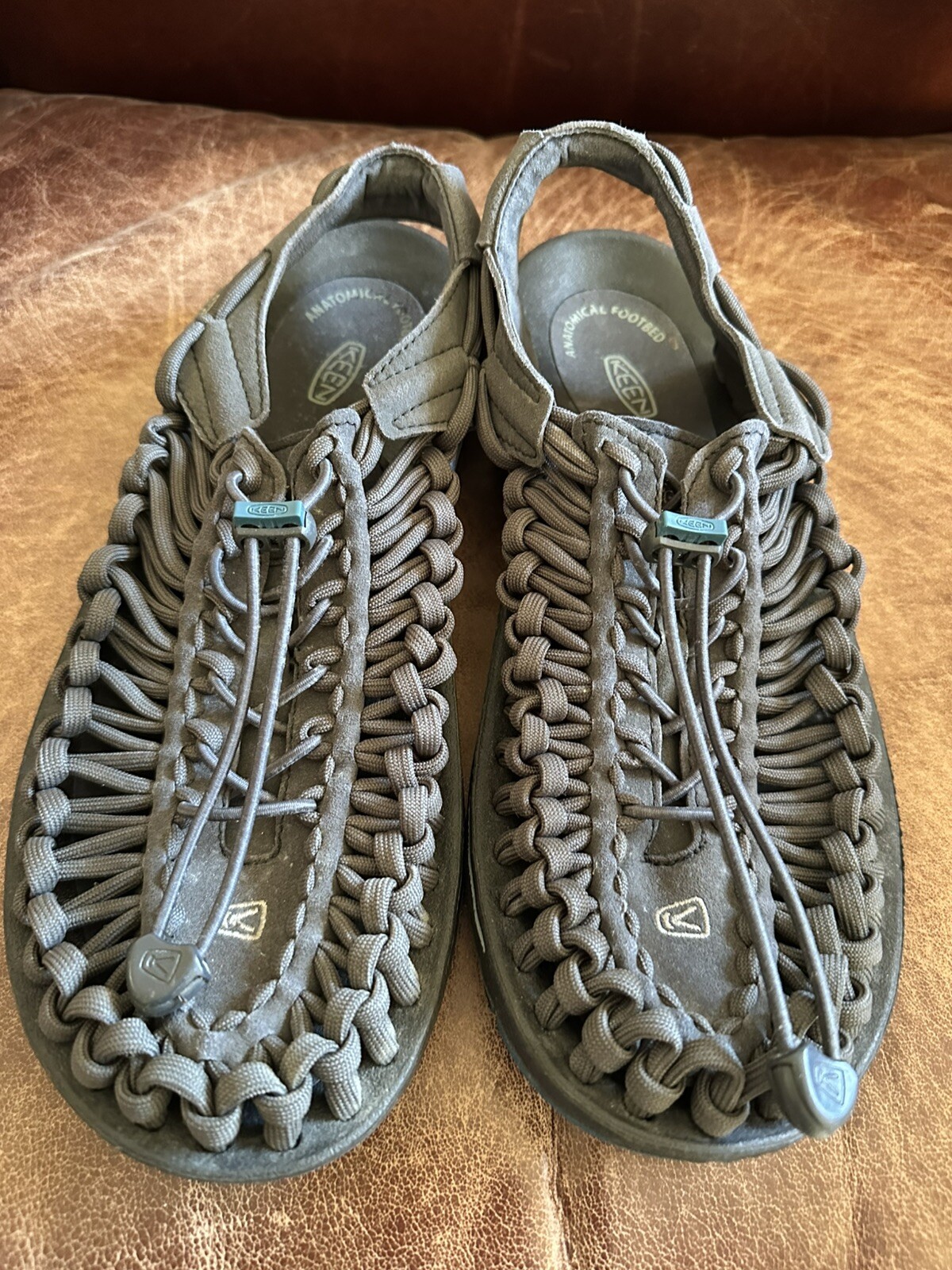 KEEN Uneek sandali neri da pescatore escursionismo corda intrecciata scarpe corda UOMO 9 5 42 5