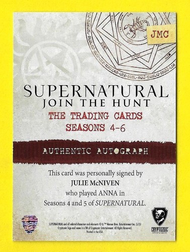 2016 Cryptozoic Supernatural Seasons 4-6 Autograph Julie McNiven as Anna - Picture 2 of 3