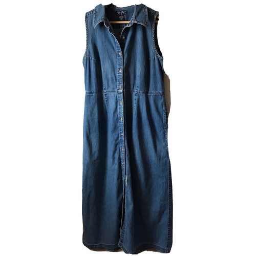eddie bauer denim dress Eddie Bauer Womens Sz Small Petite Long Mid Dress Denim Button Long Sleeve  USA