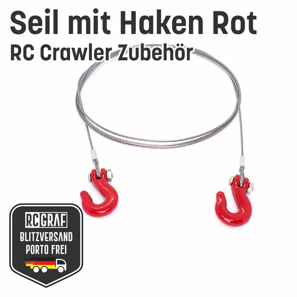 Seil mit Haken Rot Gelb Schwarz RC Crawler Zubehör Traxxas NEU - Bild 3 von 4